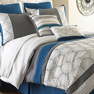 go to 8 piece Embroidered comforter set Lydia